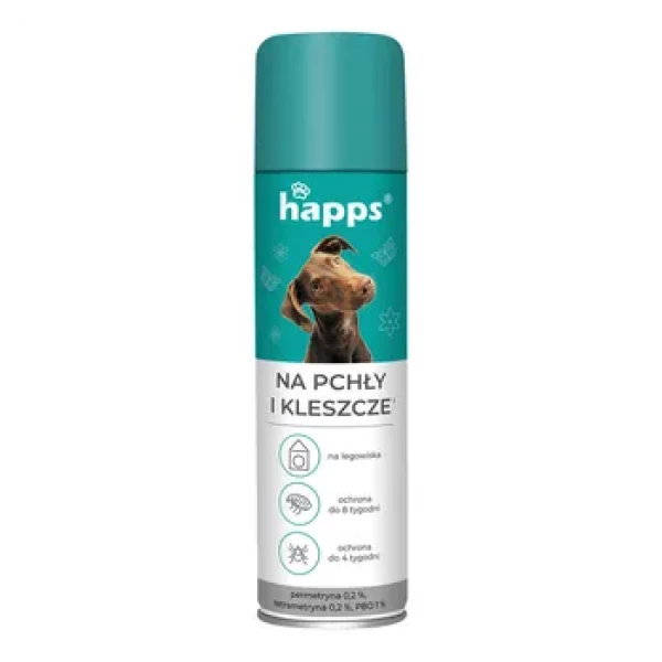 Happs Spray na kleszcze dla psów, na pchły do budy, legowiska 250ml.