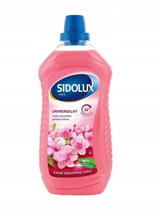 Sidolux Uniwersalny 1L, płyn do mycia podłóg, płyn uniwersalny, preparat do mycia powierzchni, środek do czyszczenia podłóg, Sidolux kwiat wiśni, płyn do płytek, płyn do blatów, Soda Power, płyn do sprzątania 1L, preparat do mycia domu, uniwersalny środek czyszczący, płyn do zmywalnych powierzchni, kwiat japońskiej wiśni, płyn cytrynowy