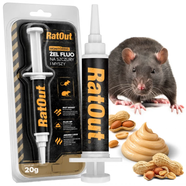 Skuteczny wabik na szczury, myszy, kuny RatOut® Gel do pułapek, żywołapek i lepów 30g