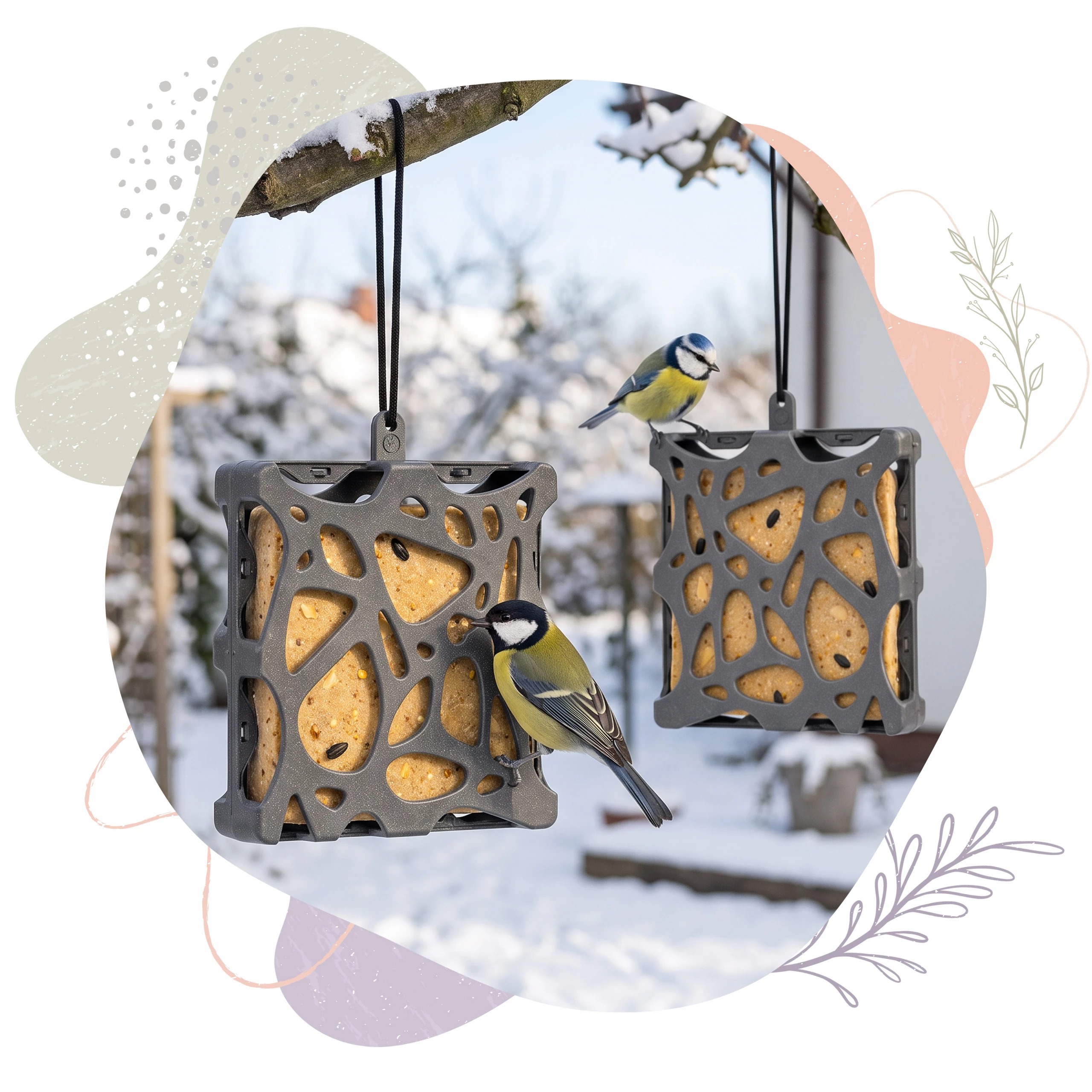 karmnik dla ptaków BirdFit Canto, karmnik na szybę, karmnik na okno dla ptaków, karmnik z blokami tłuszczowymi, BirdFit Canto, zestaw do dokarmiania ptaków, karmnik dla sikor, karmnik dla dzięciołów, blok tłuszczowy dla ptaków, karmnik z przyssawkami, karmnik na balkon, karma dla ptaków zimujących, 3 bloki tłuszczowe 300 g, karmnik BirdFit®