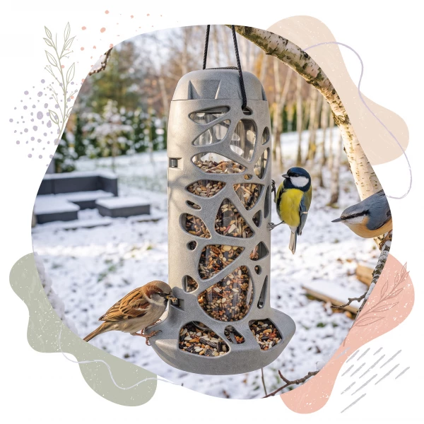 Karmnik tubowy dla Ptaków 2w1 BirdFit Omnia + Kule tłuszczowe Trio mix smaków Premium 6szt.