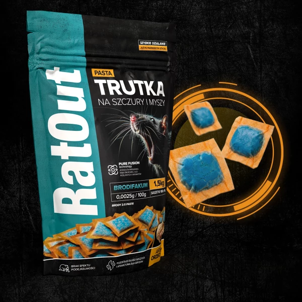 Trutka na szczury, myszy, gryzonie, pasta orzechowa brodifakum RatOut® worek 1,5 kg