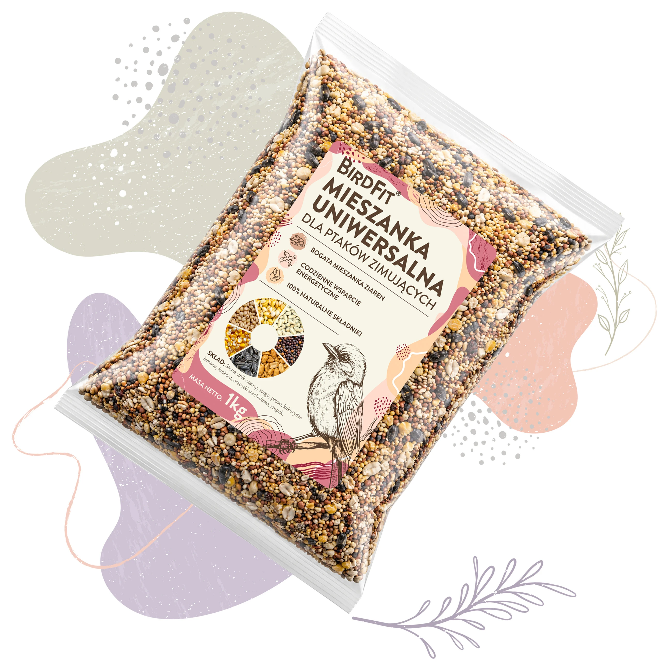 karma dla ptaków 5 kg, BirdFit mieszanka uniwersalna, pokarm dla ptaków na zimę, mieszanka ziaren dla ptaków, ziarno dla sikor, karma dla wróbli, pokarm dla dzwońców, słonecznik dla ptaków, proso dla ptaków, karma z orzechami dla ptaków, zimowa karma dla ptaków, mieszanka BirdFit