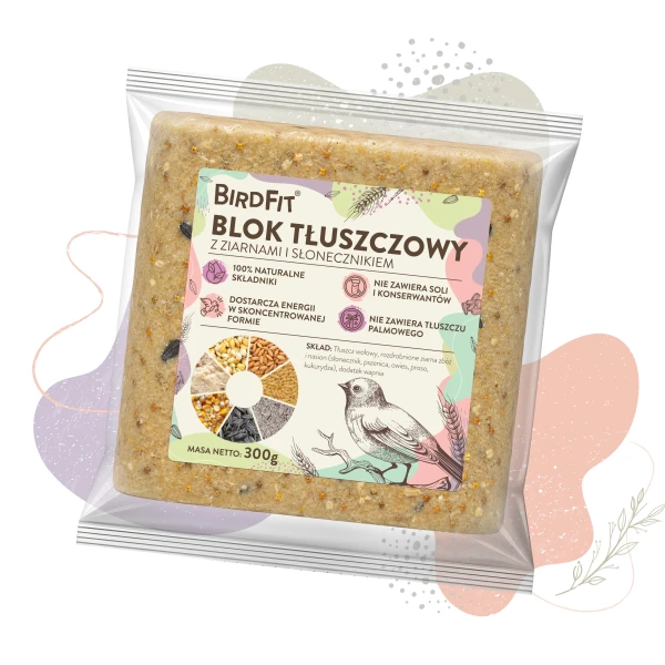  Blok tłuszczowy 300g słonecznik i ziarno pokarm dla ptaków zimujących, karma BirdFit®