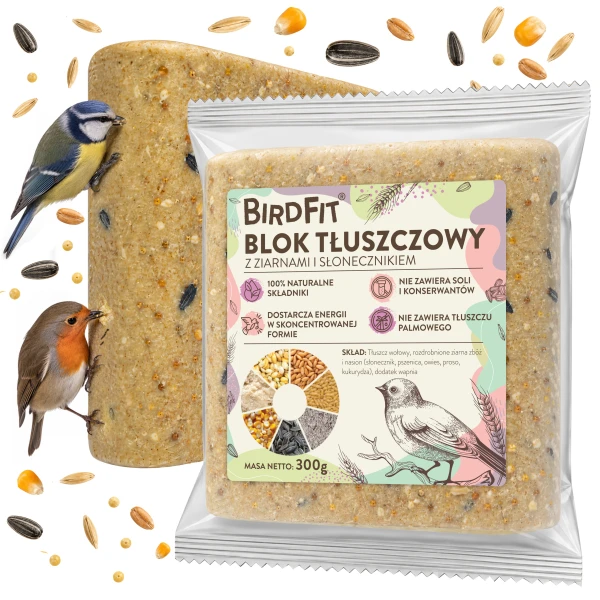  Blok tłuszczowy 300g słonecznik i ziarno pokarm dla ptaków zimujących, karma BirdFit®