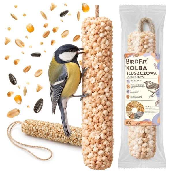 Duża Kolba Tłuszczowa z Orzechami pokarm dla ptaków BirdFit® 200 g 