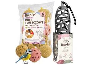 Karmnik dla ptaków + Kule tłuszczowe Trio mix smaków Premium 6szt.