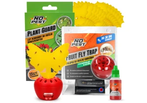 Pułapka na muszki owocówki jabłuszko No Pest® z wabikiem + żółte lepy Plant Guard No Pest® 15 sztuk