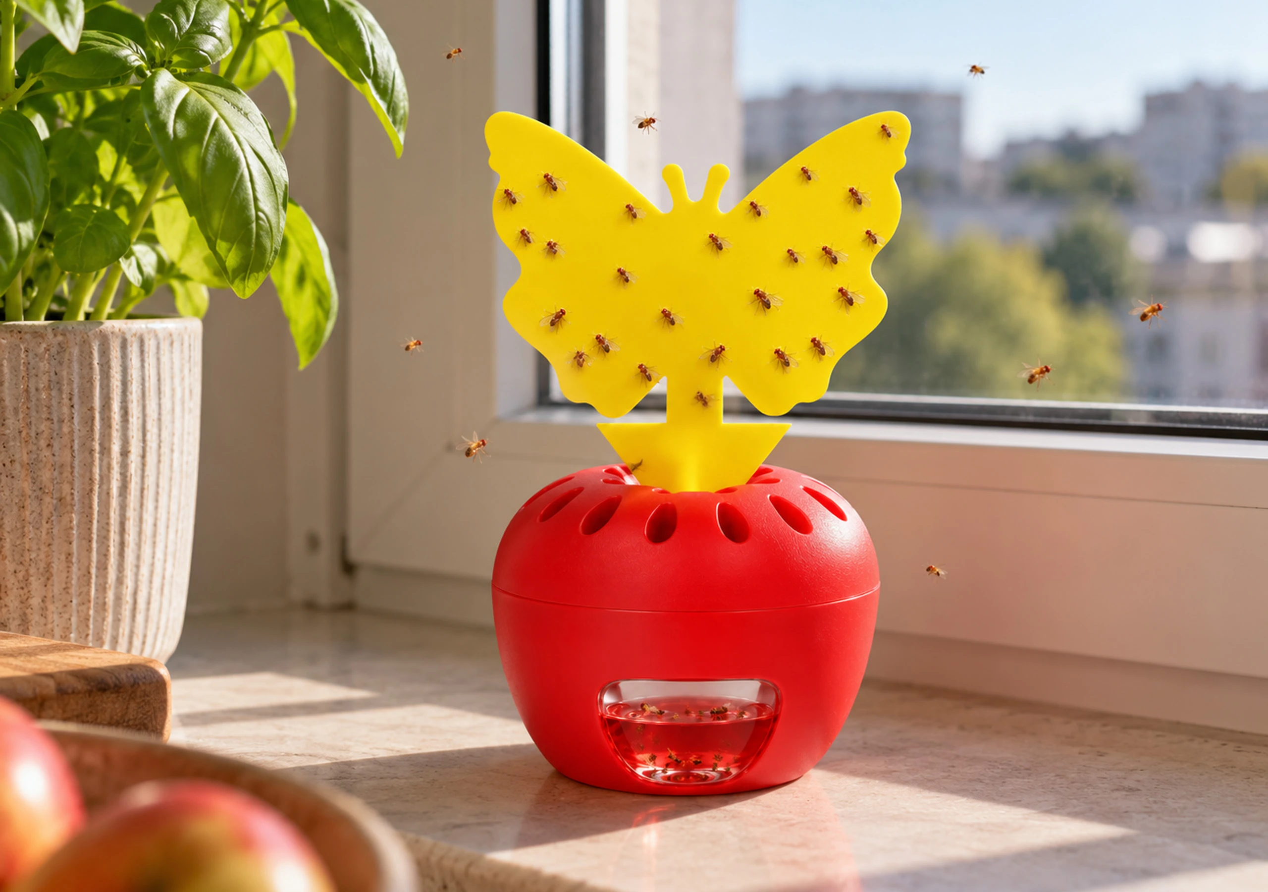 pułapka na muszki owocówki, Fruit Fly Trap No Pest, Plant Guard No Pest, lep na muszki owocówki, lepy na ziemiórki, żółte lepy do doniczek, pułapka z wabikiem na muszki, wabik na muszki owocówki, lepy na mączliki, lepy na wciornastki, lepy na mszyce, pułapki na owady No Pest, 15 lepów do roślin, pułapka bez środków owadobójczych