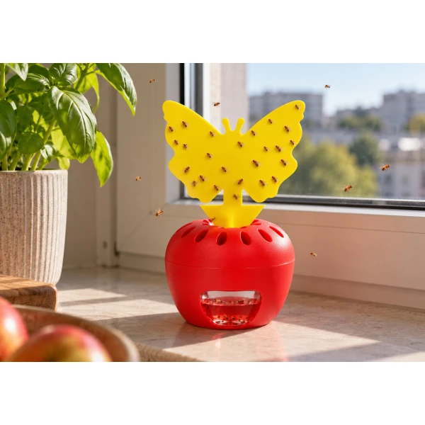 Pułapka na muszki owocówki jabłuszko No Pest® z wabikiem + żółte lepy Plant Guard No Pest® 15 sztuk