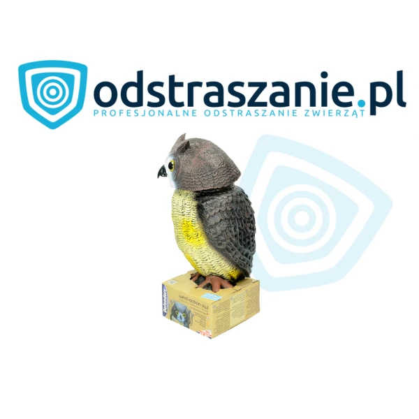 Sowa z ruchomą głową, odstraszacz ptaków.