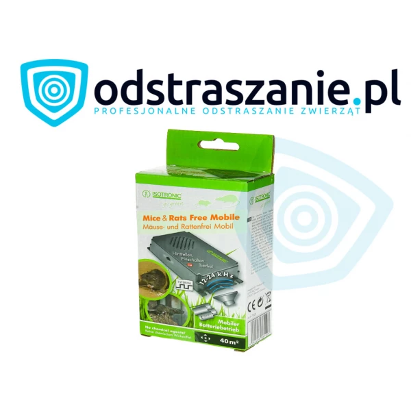 Odstraszacz myszy. Odstraszacz szczurów. Przenośny, na baterie Isotronic.