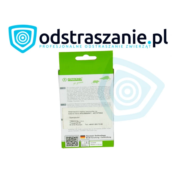 Odstraszacz myszy. Odstraszacz szczurów. Przenośny, na baterie Isotronic.