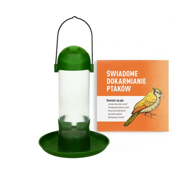 Karmnik dla ptaków wieszany 500ml. Tuba na ziarno dla ptaków.