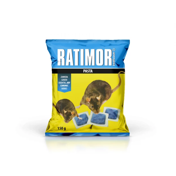 Niebieska trutka na szczury, myszy pasta Ratimor brodifakum.