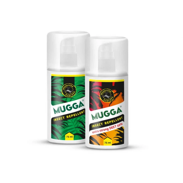 Mugga Strong Spray 50% DEET + Mugga Classic Spray 9,5% DEET.