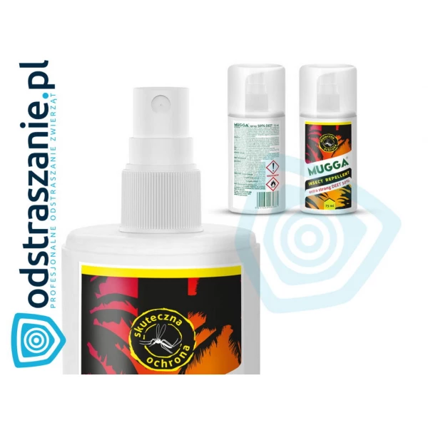 Mugga Strong Spray 50% DEET + Mugga Classic Spray 9,5% DEET.