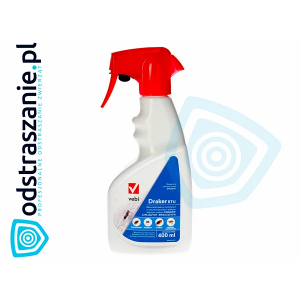 DRAKER RTU środek na pluskwy, pchły, kleszcze w domu. Preparat 400 ml.