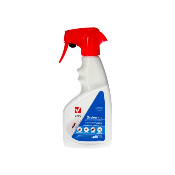 DRAKER RTU środek na pluskwy, pchły, kleszcze w domu. Preparat 400 ml.