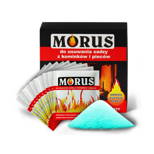 Morus do czyszczenia kominka. Preparat do wypalania sadzy z komina pieca 10x50g.