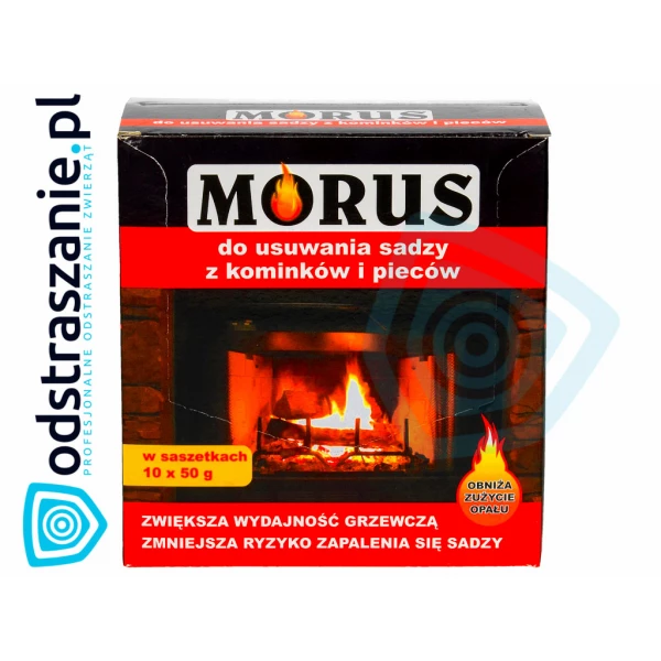 Morus do czyszczenia kominka. Preparat do wypalania sadzy z komina pieca 10x50g.