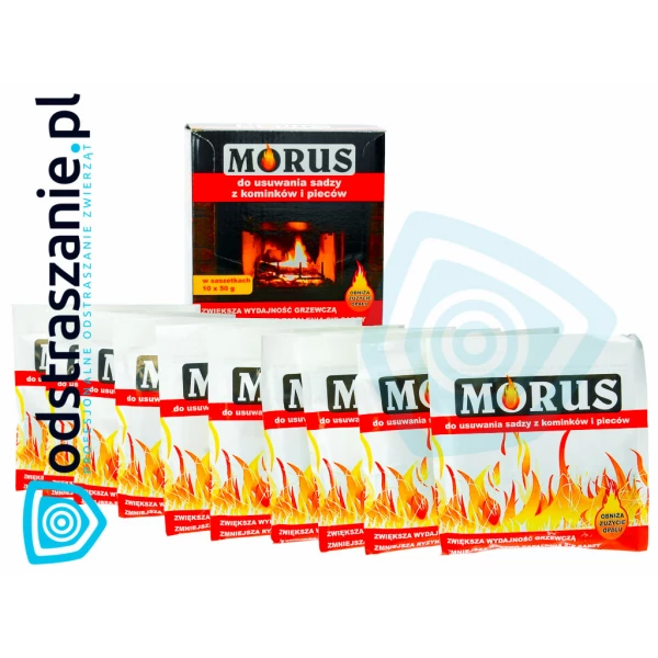 Morus do czyszczenia kominka. Preparat do wypalania sadzy z komina pieca 10x50g.