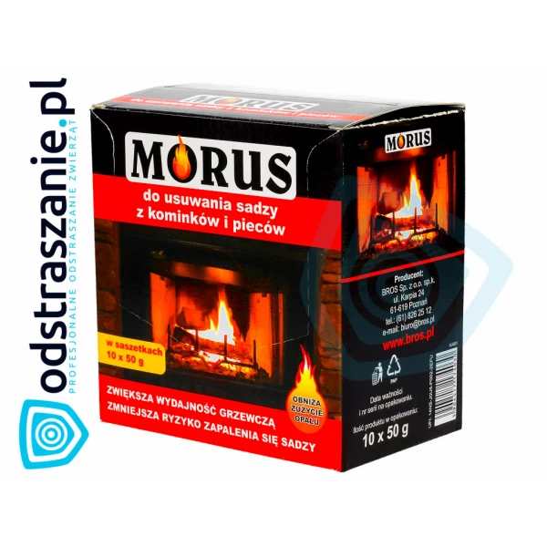 Morus do czyszczenia kominka. Preparat do wypalania sadzy z komina pieca 10x50g.