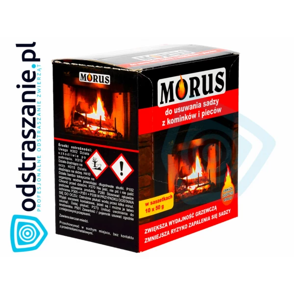 Morus do czyszczenia kominka. Preparat do wypalania sadzy z komina pieca 10x50g.