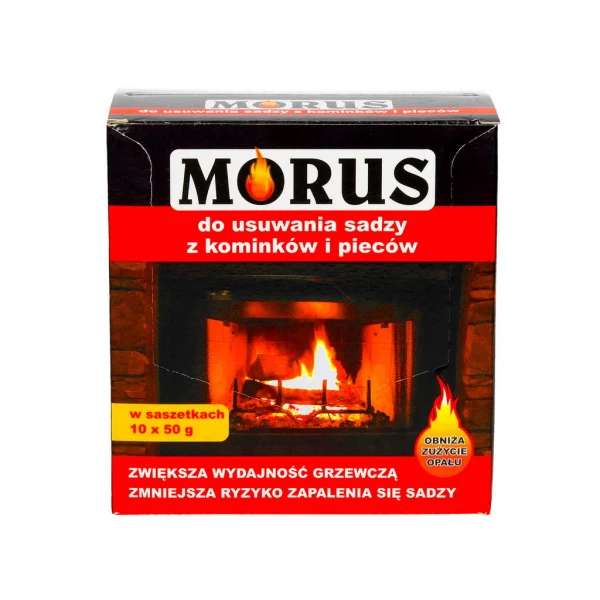 Morus do czyszczenia kominka. Preparat do wypalania sadzy z komina pieca 10x50g.