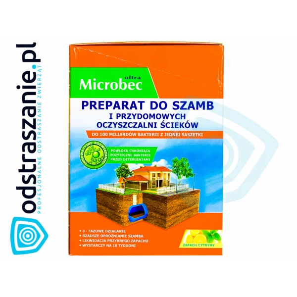 Bakterie do szamba i oczyszczalni Microbec saszetki 18x25g cytryna.