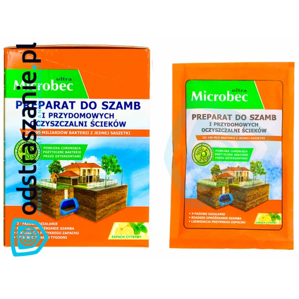 Bakterie do szamba i oczyszczalni Microbec saszetki 18x25g cytryna.