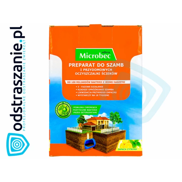 Bakterie do szamba i oczyszczalni Microbec saszetki 18x25g cytryna.
