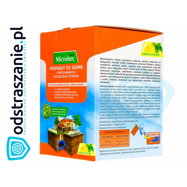 Bakterie do szamba i oczyszczalni Microbec saszetki 18x25g cytryna.