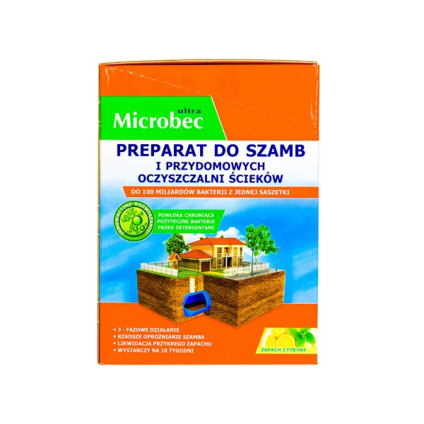 Bakterie do szamba i oczyszczalni Microbec saszetki 18x25g cytryna.