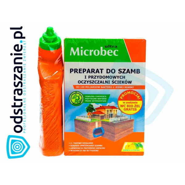 Bakterie do szamba Microbec Ultra + żel do WC z aplikatorem Microbec gratis.