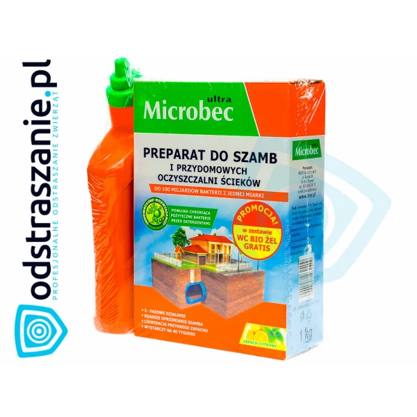 Bakterie do szamba Microbec Ultra + żel do WC z aplikatorem Microbec gratis.