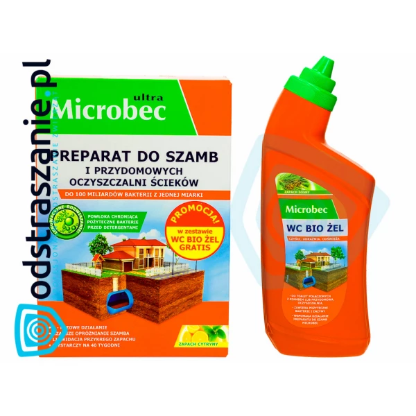 Bakterie do szamba Microbec Ultra + żel do WC z aplikatorem Microbec gratis.