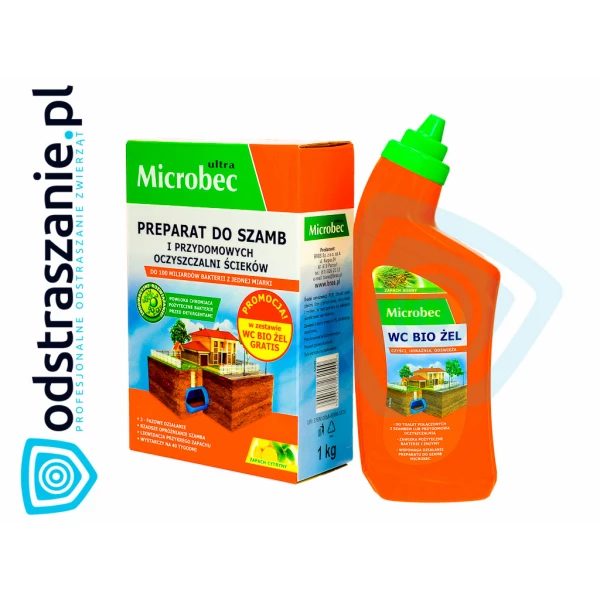 Bakterie do szamba Microbec Ultra + żel do WC z aplikatorem Microbec gratis.