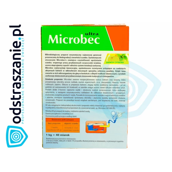 Bakterie do szamba Microbec Ultra + żel do WC z aplikatorem Microbec gratis.