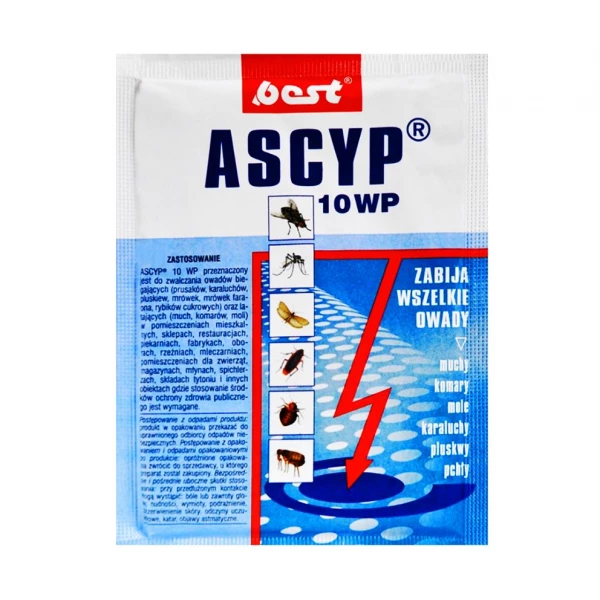 ASCYP 10WP 25g oprysk na muchy, pluskwy, karaluchy.