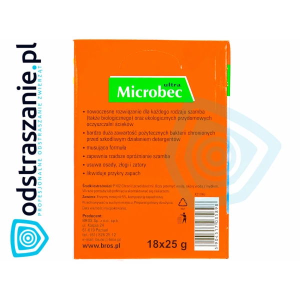 Bakterie do szamba i oczyszczalni Microbec saszetki 18x25g cytryna.