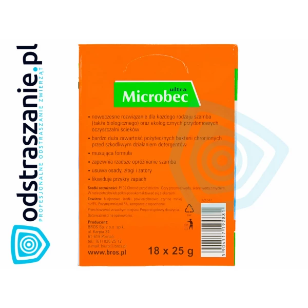 Bakterie do szamba i oczyszczalni Microbec saszetki 18x25g eukaliptus. 