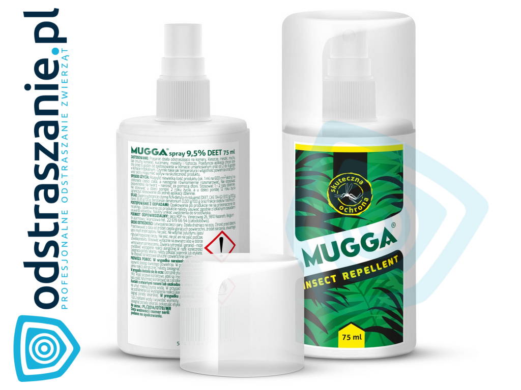 Mugga Spray 9,5% DEET Środek na komary. Preparat na kleszcze.