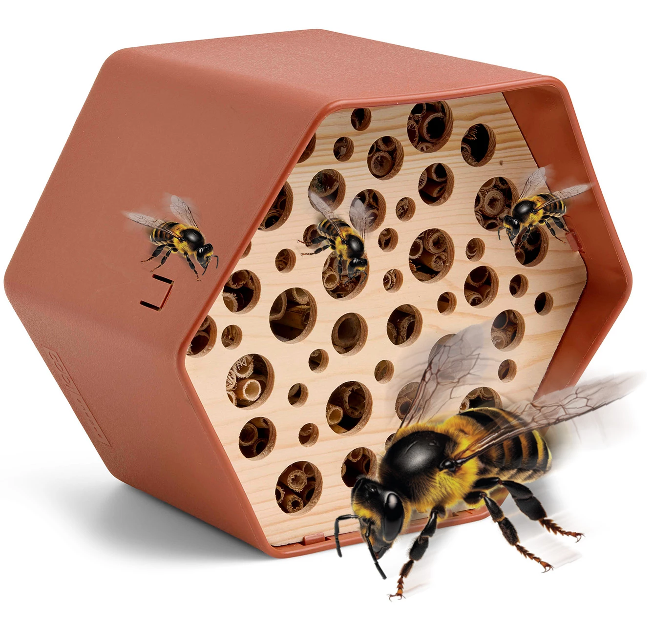 hexagonalny hotel brązowy dla pszczół