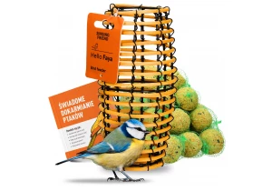 Nowoczesny karmnik dla ptaków wiklinowy Faya na kule tłuszczowe, orzechy