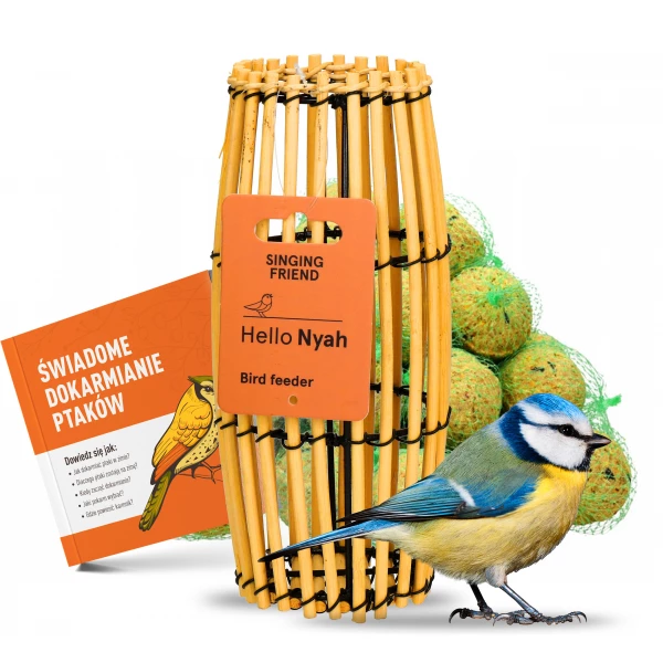 Nowoczesny karmnik dla ptaków wiklinowy Nyah na orzechy, słonecznik, nasiona