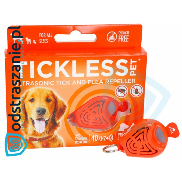 Odstraszacz kleszczy i pcheł dla psów. Tickless Pet na kleszcze dla psa pomarańczowy. 