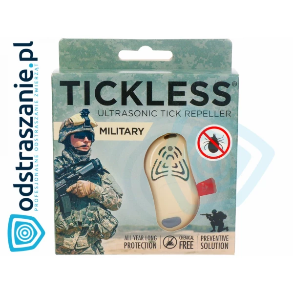 Odstraszacz kleszczy Tickless Military Khaki. Odstraszacz na kleszcze dla dorosłych.