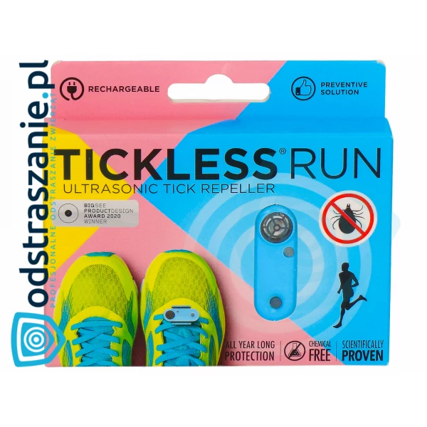 Urządzenie ultradźwiękowe na kleszcze TickLess Run UV BLUE dla biegaczy.
