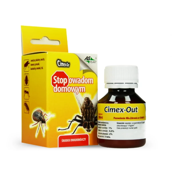 Preparat Cimex out 50ml. Oprysk na komary, kleszcze, pluskwy, muchy. 